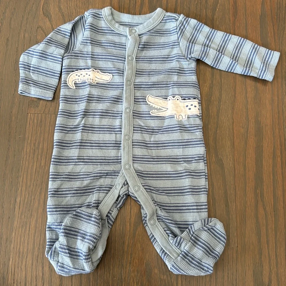 Just One You by Carter’s Blue Alligator Snap Footie Sleeper Baby 3M